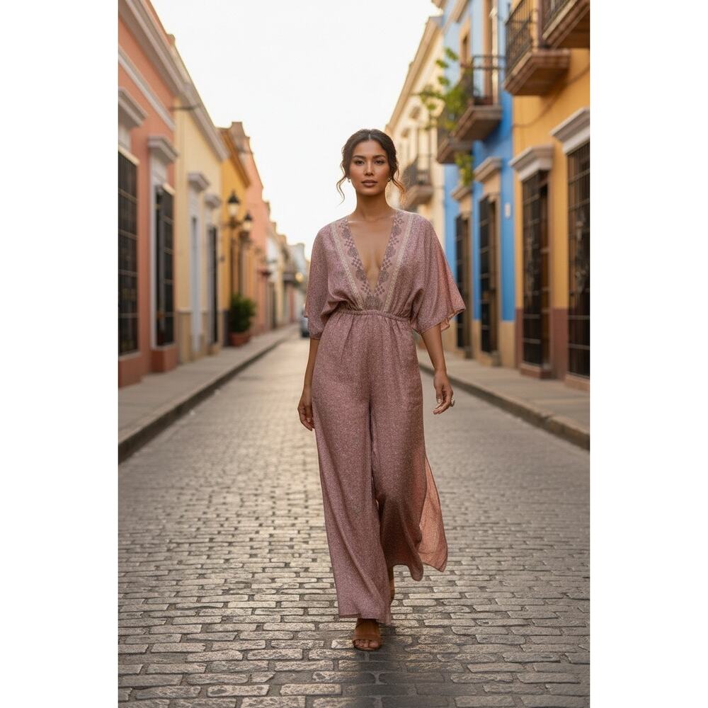 100% Silk Boho Silk Jumpsuit